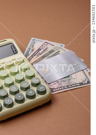 Calculator, money and expense calculations, tax form completion. Calculator, expense calculations 134682501