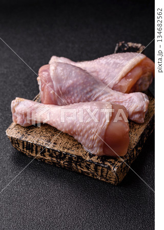 Raw chicken legs, poultry meat for grilling or barbecue. Chicken legs 134682562