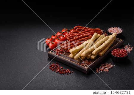 Grissini breadsticks, an Italian wheat pastry, are a great lunch snack. Grissini breadsticks 134682751