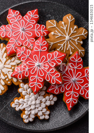 Gingerbread, Christmas cookies, and ornamental holiday baked goods. Christmas gingerbread Gingerbread, Christmas cookies, and ornamental holiday baked goods. Christmas gingerbread 134683015