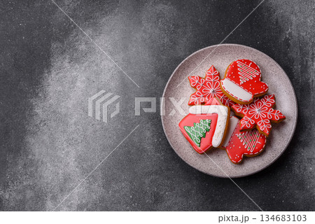 Gingerbread, Christmas cookies, and ornamental holiday baked goods. Christmas gingerbread 134683103