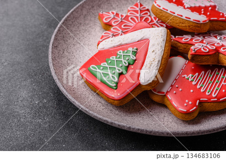 Gingerbread, Christmas cookies, and ornamental holiday baked goods. Christmas gingerbread 134683106