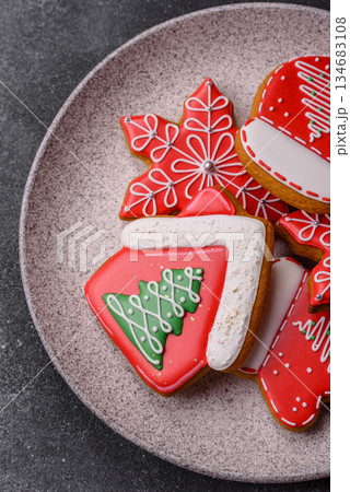 Gingerbread, Christmas cookies, and ornamental holiday baked goods. Christmas gingerbread 134683108