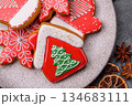 Gingerbread, Christmas cookies, and ornamental holiday baked goods. Christmas gingerbread 134683111