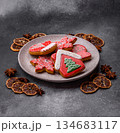 Gingerbread, Christmas cookies, and ornamental holiday baked goods. Christmas gingerbread 134683117