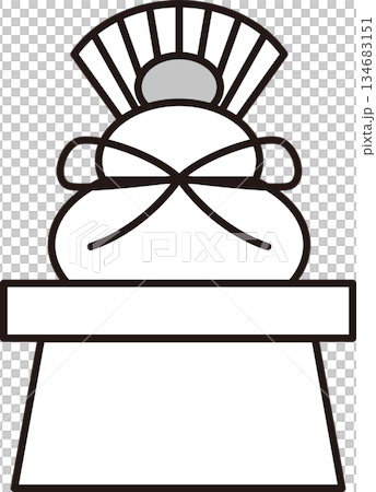 [Monochrome illustration] Kagami mochi 134683151