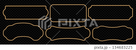 3d gold frames set. Elegant oriental shapes for photos, paintings, windows, royal gallery displays, vintage ornamental vignettes. Realistic shiny golden border collection. Vector illustration 3d gold frames set. Elegant oriental shapes for photos, paintings, windows, royal gallery displays, vintage ornamental vignettes. Realistic shiny golden border collection. Vector illustration 134683225