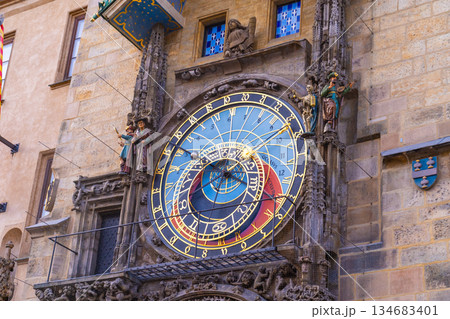 Prague Astronomical Clock Orloj in the Old Town of Praha city. Dial 134683401