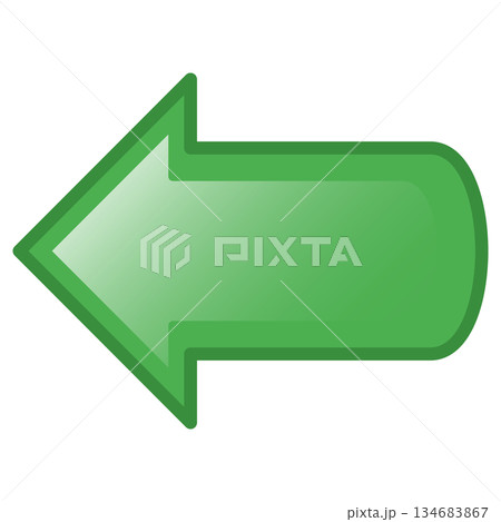 Glossy Green Left Arrow Icon Pointing Back Isolated on Transparent Background 134683867