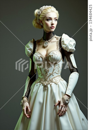 AI generated Graceful noble lady dressed in luxurious attire with subtle accessories 134684425