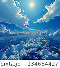 AI generated Expansive aerial view showcasing luminous sunlight among broad sky clouds 134684427