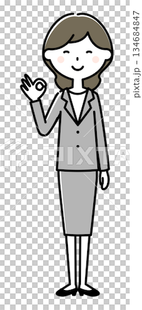 推出好標誌的衣服的婦女 推出好標誌的衣服的婦女 134684847