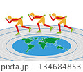 スピードスケートのパシュート競技のイラスト素材です。 134684853