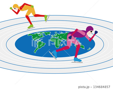 スピードスケートのイラスト素材です。 スピードスケートのイラスト素材です。 134684857