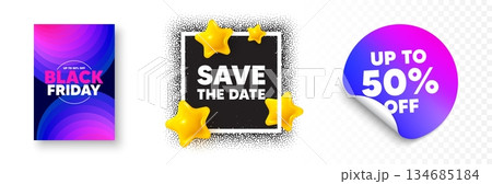 Save date photo frame 3d stars. Discount sticker banner. Save the date tag. Calendar meeting offer. Save appointment message. Black friday poster. Promo background. Vector Save date photo frame 3d stars. Discount sticker banner. Save the date tag. Calendar meeting offer. Save appointment message. Black friday poster. Promo background. Vector 134685184