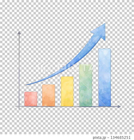 向上圖表的插圖素材,清楚地顯示了銷售額和成長情況 向上圖表的插圖素材,清楚地顯示了銷售額和成長情況 134685251