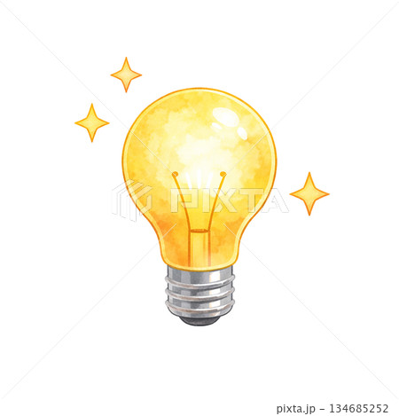 考え中や発想を示すシンプルな電球イラスト素材 考え中や発想を示すシンプルな電球イラスト素材 134685252