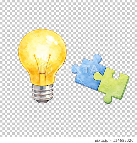 Illustration material of an image of combining ideas and solutions 134685326