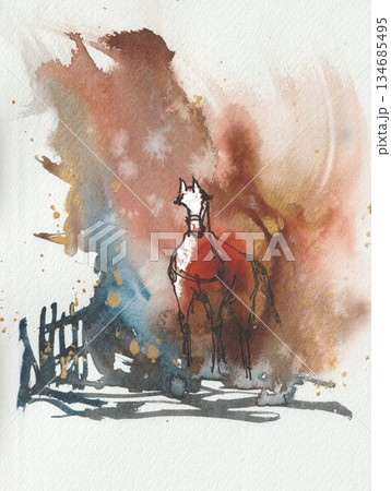 午年 年賀素材 午年 年賀素材 134685495