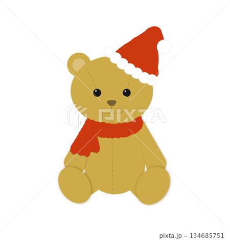 サンタ帽のクリスマスくま(座りポーズ) サンタ帽のクリスマスくま(座りポーズ) 134685751