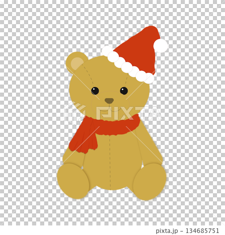 サンタ帽のクリスマスくま(座りポーズ) サンタ帽のクリスマスくま(座りポーズ) 134685751