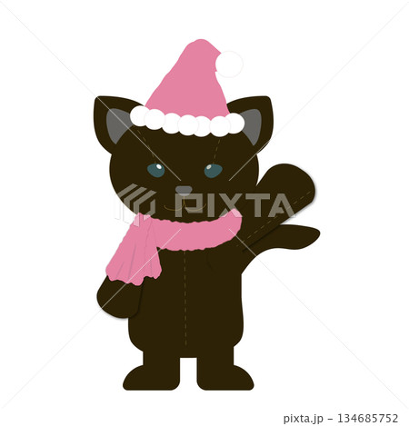 ピンクサンタのクリスマスねこ 134685752