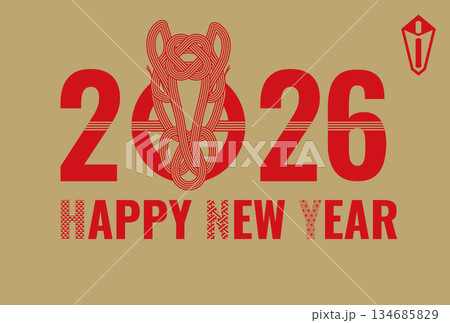 おしゃれシンプルな2026年午年年賀状 134685829