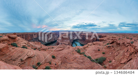 Vast Panoramic Landscape of Horseshoe Bend and Red Desert Vast Panoramic Landscape of Horseshoe Bend and Red Desert 134686484