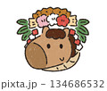 午年のお正月飾りと馬の年賀状素材 134686532