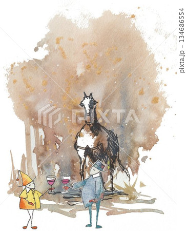 午年　年賀素材 134686554