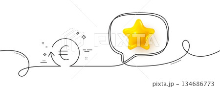 Euro Money exchange line icon. Continuous line with 3d star. Banking currency sign. EUR Cash symbol. 3d star in speech bubble. Exchange currency single line ribbon. Loop curve pattern. Vector Euro Money exchange line icon. Continuous line with 3d star. Banking currency sign. EUR Cash symbol. 3d star in speech bubble. Exchange currency single line ribbon. Loop curve pattern. Vector 134686773