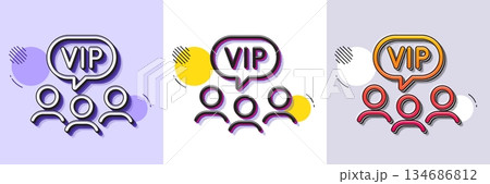Vip clients line icon. Halftone dotted pattern. Gradient icon with grain shadow. Very important person sign. Member club privilege symbol. Line vip clients icon. Various designs. Vector 134686812