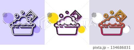 Launder money line icon. Halftone dotted pattern. Gradient icon with grain shadow. Cash corruption sign. Tax avoidance symbol. Line launder money icon. Various designs. Vector 134686831
