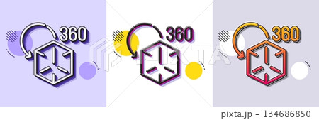 Augmented reality line icon. Halftone dotted pattern. Gradient icon with grain shadow. VR simulation sign. 3d cube symbol. Line augmented reality icon. Various designs. Vector 134686850