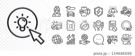 Wrong file, Cogwheel and Safe planet line icons for web app. Glare of light effect. Message icon. Pack of Quick tips, Augmented reality, Home insurance pictogram icons. Vector 134686899