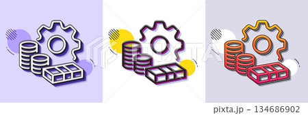 Money line icon. Halftone dotted pattern. Gradient icon with grain shadow. Transfer payment sign. Bank account maintenance symbol. Line money icon. Various designs. Vector 134686902