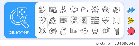 Mental conundrum, World vaccination and Chemical formula line icons. Interest rate, AI generate, Inflation icons. Pack of New products, Density, Histogram icon. Vector 134686948