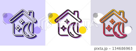 Sleep line icon. Halftone dotted pattern. Gradient icon with grain shadow. Night house sign. Dream home symbol. Line sleep icon. Various designs. Vector Sleep line icon. Halftone dotted pattern. Gradient icon with grain shadow. Night house sign. Dream home symbol. Line sleep icon. Various designs. Vector 134686963
