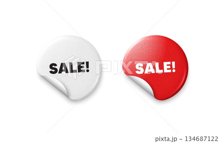 Sale sticker tags. Glitter paper price badge. Sale promotion tag. Special offer price sign. Advertising Discounts symbol. Offer round sticker. Promo banner. Vector 134687122