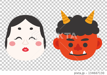 Illustration of red demon and mumps 134687130