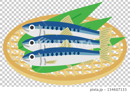 ざるに入ったイワシのイラスト 134687133