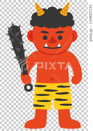 Full-body illustration of a red demon 134687135