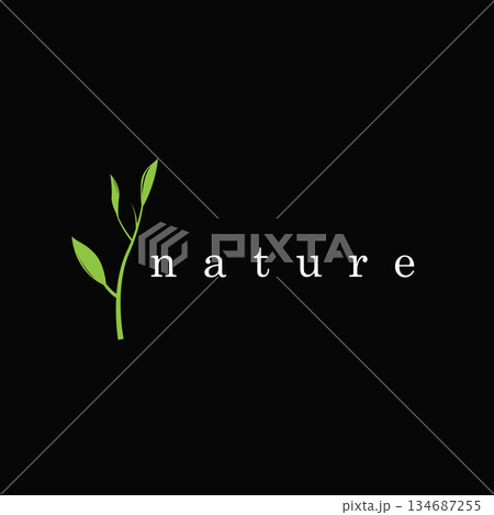 Minimalist Leaf Emblem Logo Representing Growth 134687255