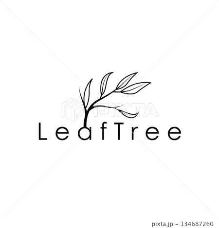 Stylish Botanical Leaf Logo For Premium Natural Product Stylish Botanical Leaf Logo For Premium Natural Product 134687260