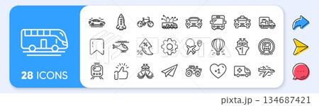 Transport line icons. Interest rate, AI generate, Inflation icons. Taxi, Helicopter and subway train icons. Truck car, Tram and Air balloon transport. Bike, Airport airplane and Ship, subway. Vector Transport line icons. Interest rate, AI generate, Inflation icons. Taxi, Helicopter and subway train icons. Truck car, Tram and Air balloon transport. Bike, Airport airplane and Ship, subway. Vector 134687421