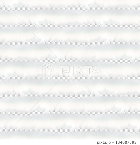 Fluffy white cloud stripes in a seamless pattern on a white background. Watercolor template for wallpaper, cards, wedding decor 134687595