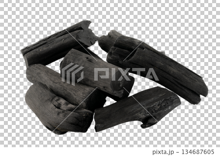 Binchotan (charcoal) on a transparent background (png) Binchotan (charcoal) on a transparent background (png) 134687605