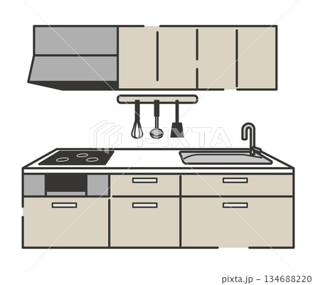 新しいシステムキッチンのイラスト 134688220