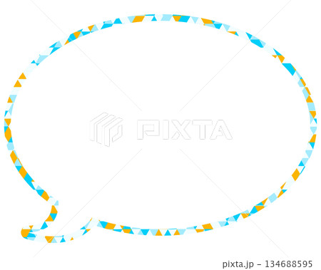ステンドグラス風吹き出し　三角形模様　丸形 134688595
