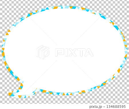 ステンドグラス風吹き出し　三角形模様　丸形 134688595